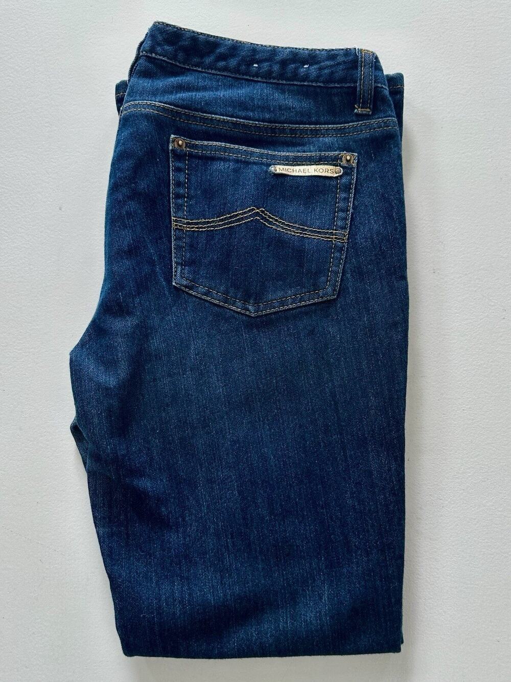 Michael Kors Bootcut Jeans Womens 8 Blue Dark Wash Mid Rise 5 Pockets Button Fly